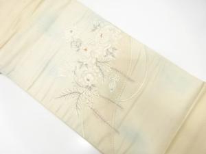 アンティーク　組紐に花模様刺繍袋帯（材料）